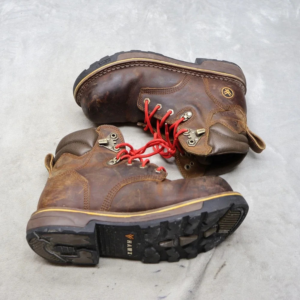 Hawx Mens 9.5D Brown Work Boots Composite Toe Cordura Waterproof BHXCORPW105